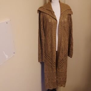 Woven Heart Women's Light Brown Open Cardigan